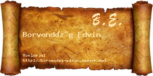 Borvendég Edvin névjegykártya